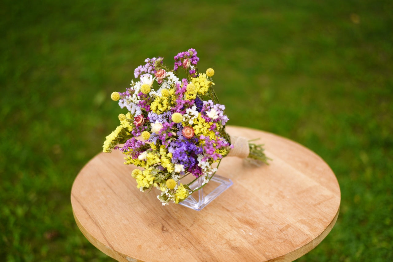 Yellow & Purple Dried Wedding Bouquet