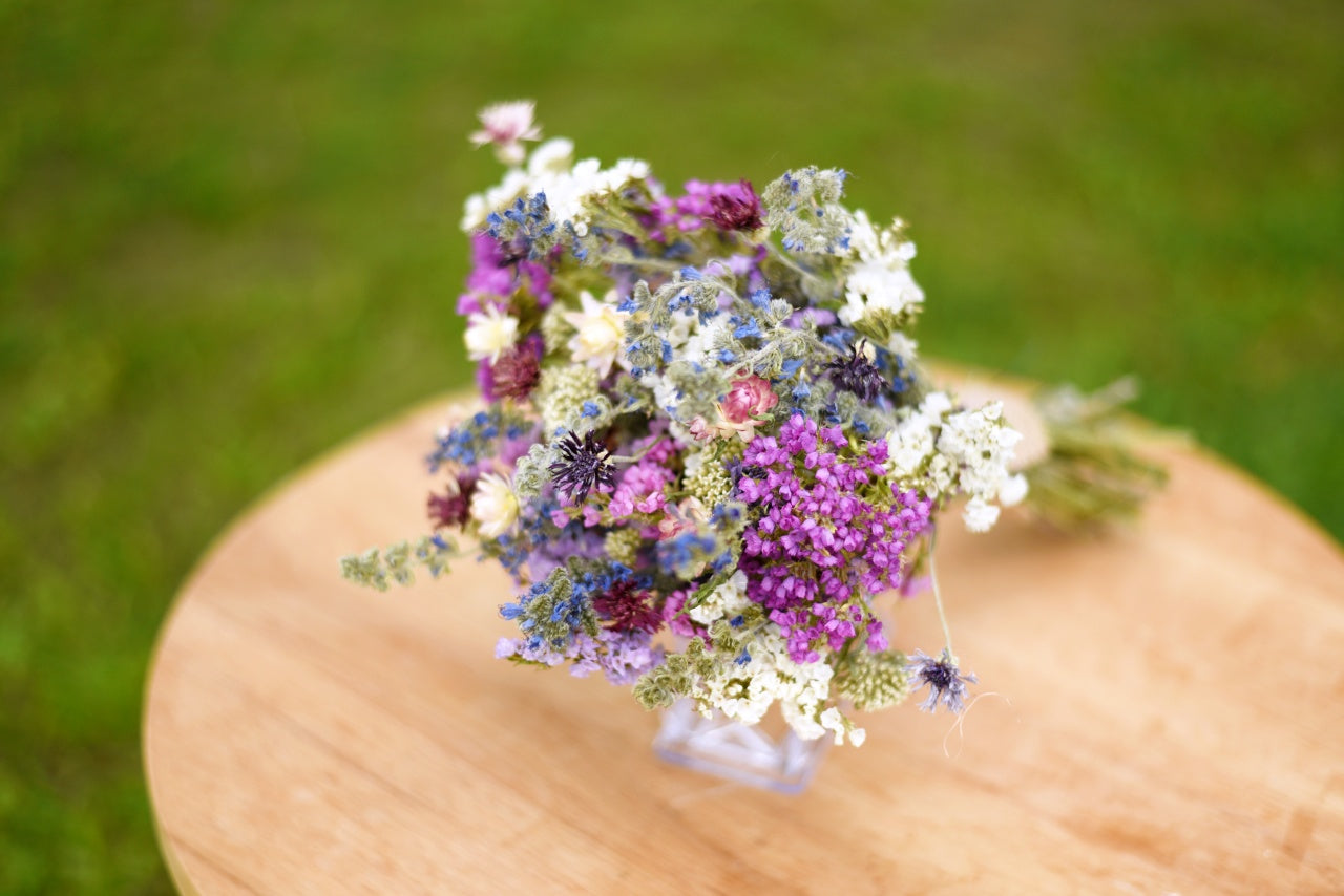 Purple & Blue Dried Wedding Bouquet