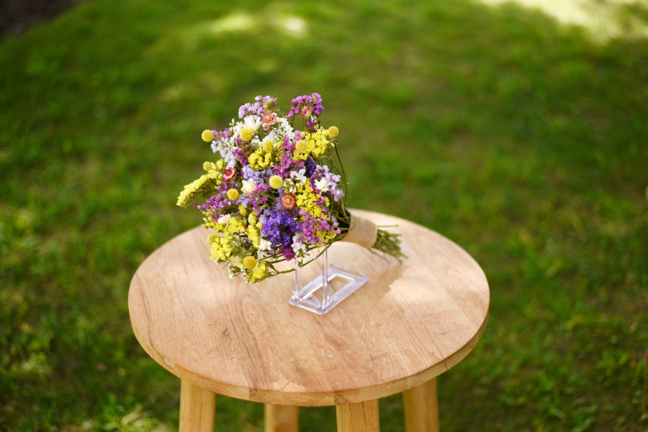Yellow & Purple Dried Wedding Bouquet