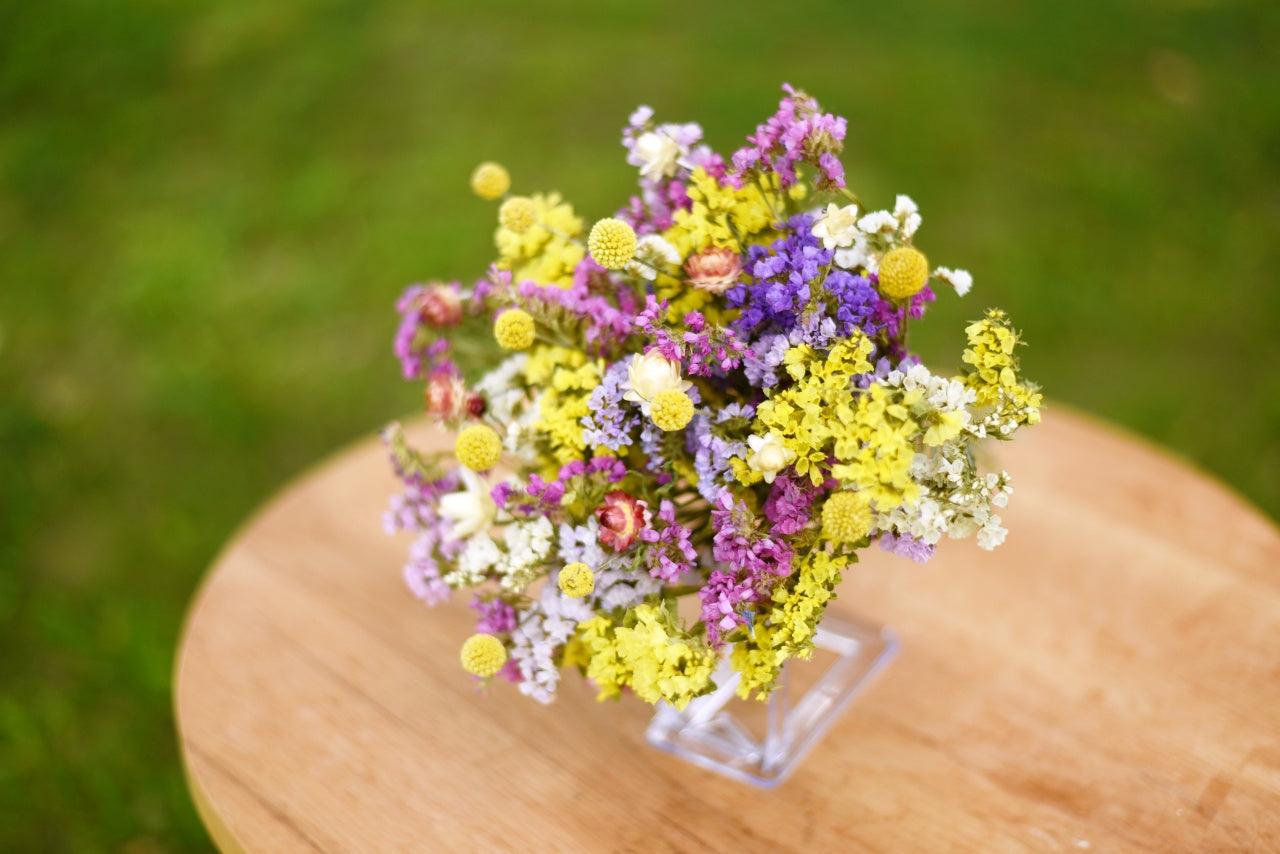 Yellow & Purple Dried Wedding Bouquet