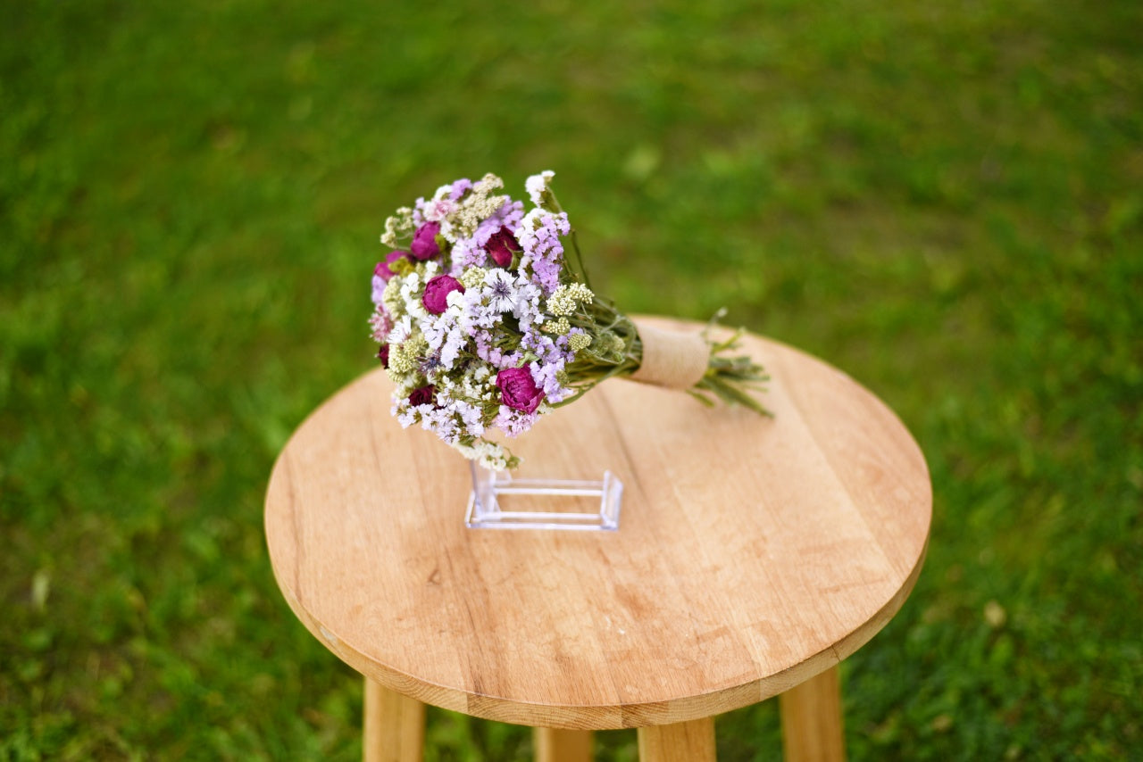 Lavender & White Rose Dried Wedding Bouquet