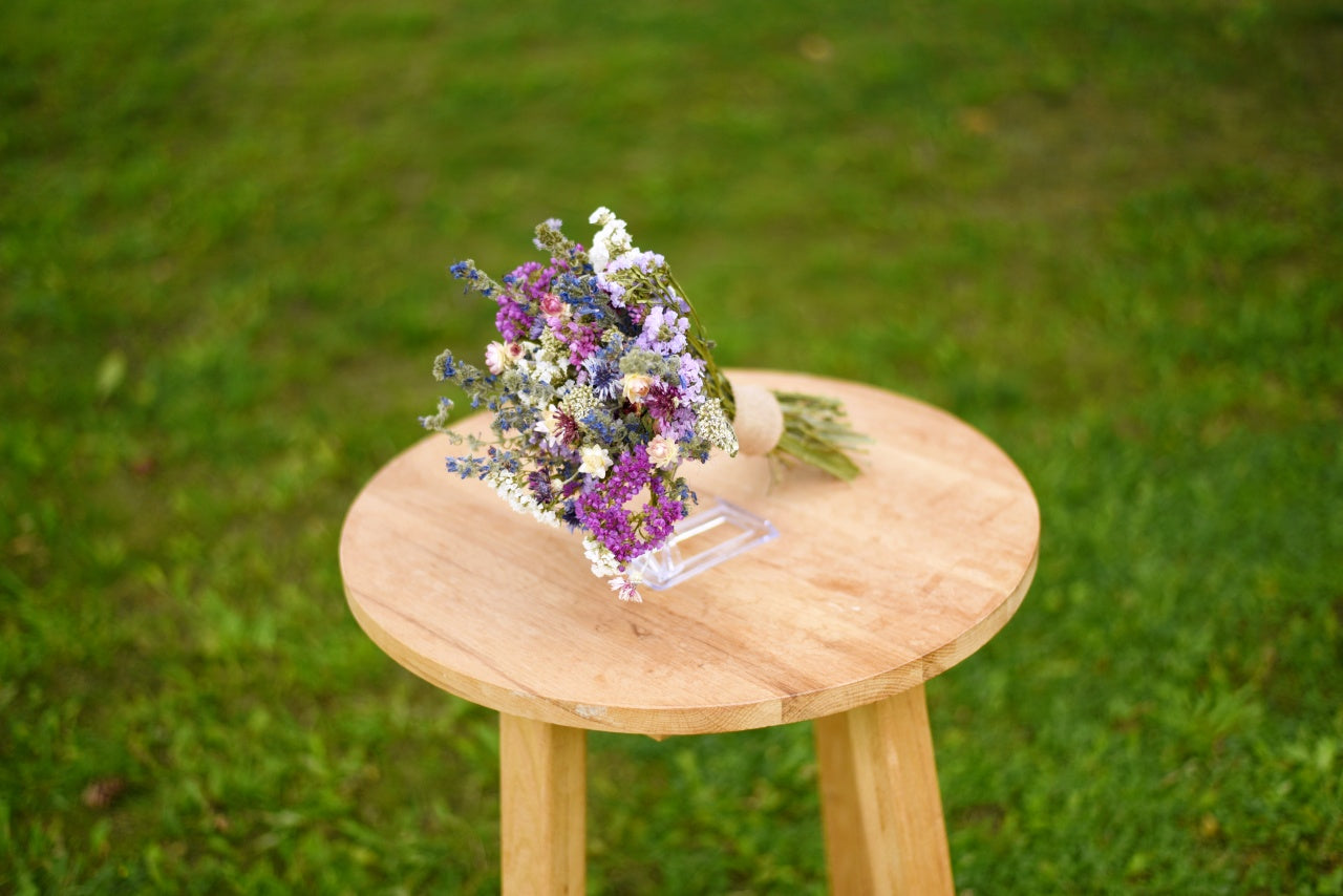 Purple & Blue Dried Wedding Bouquet