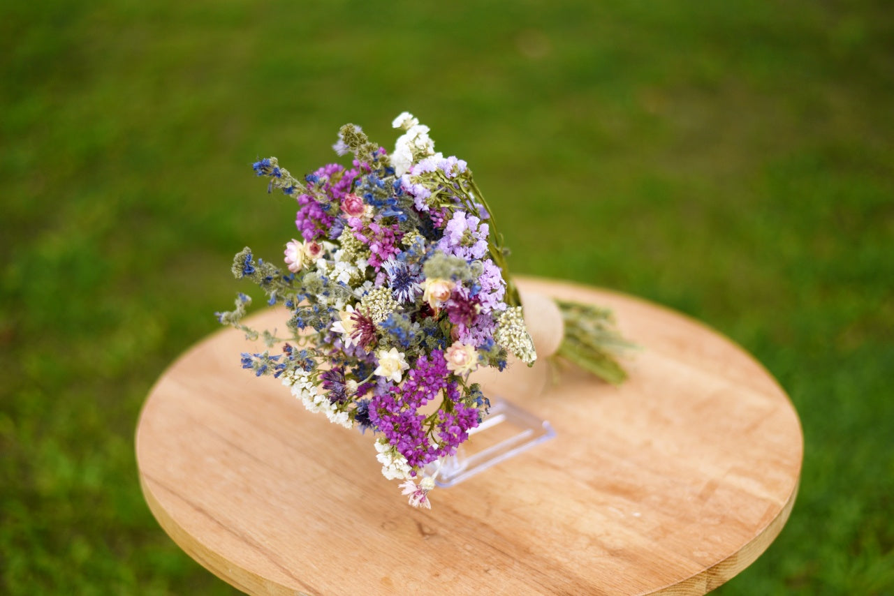 Purple & Blue Dried Wedding Bouquet