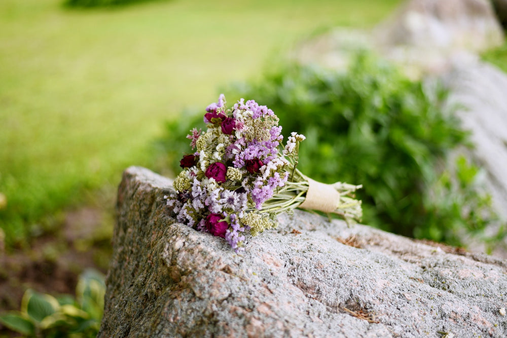 Lavender & White Rose Dried Wedding Bouquet