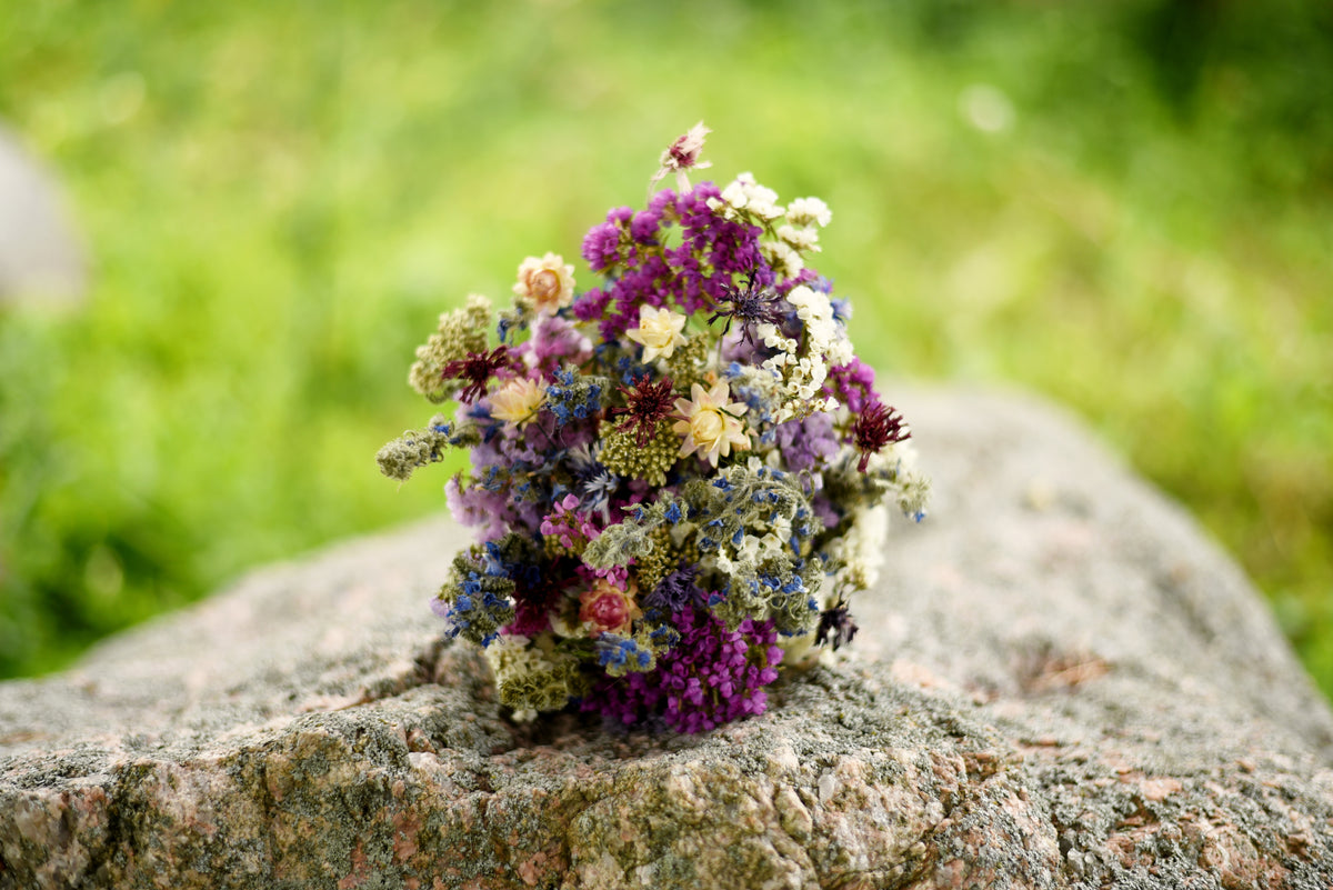 Purple & Blue Dried Wedding Bouquet