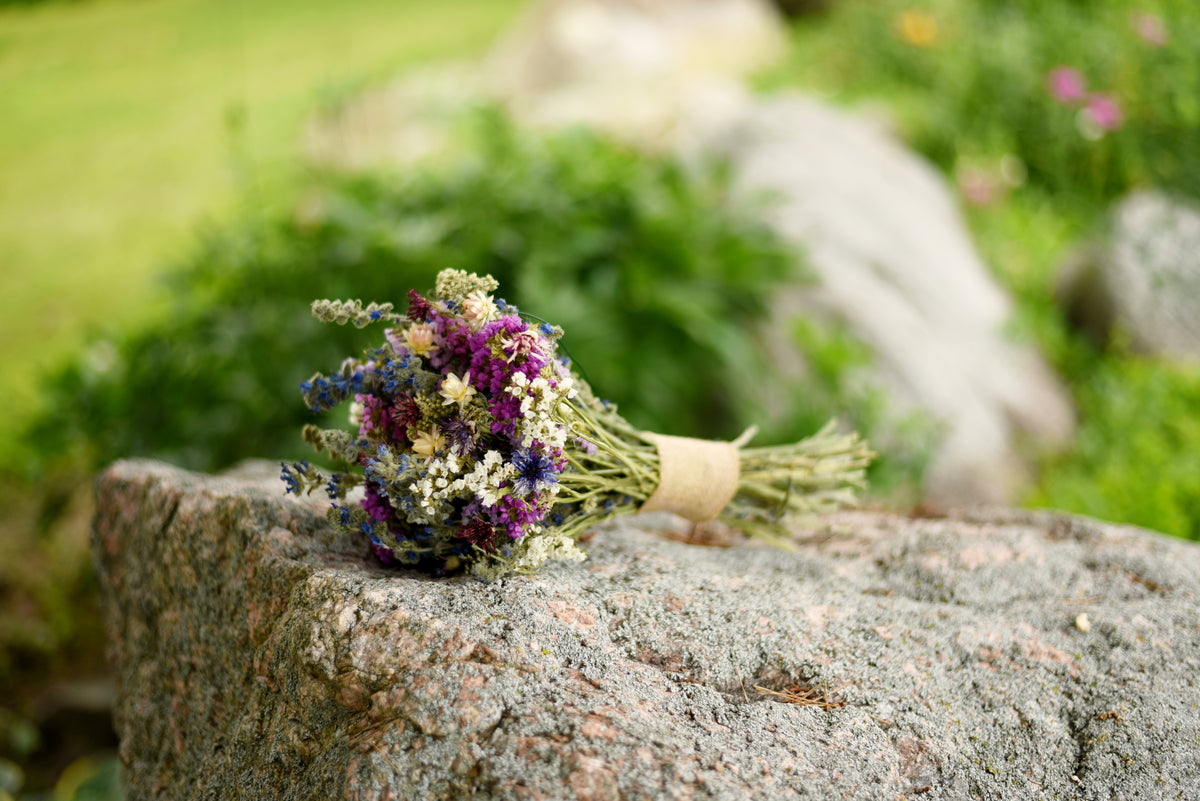 Purple & Blue Dried Wedding Bouquet