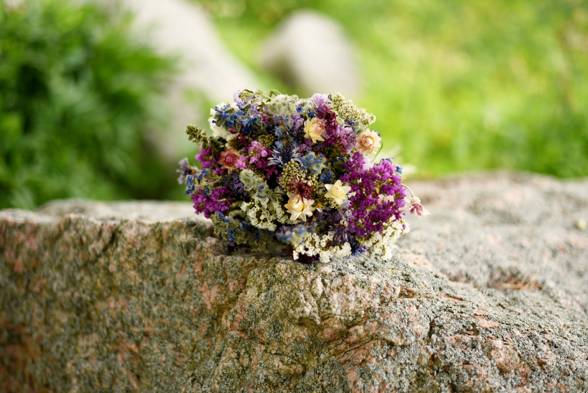 Purple & Blue Dried Wedding Bouquet