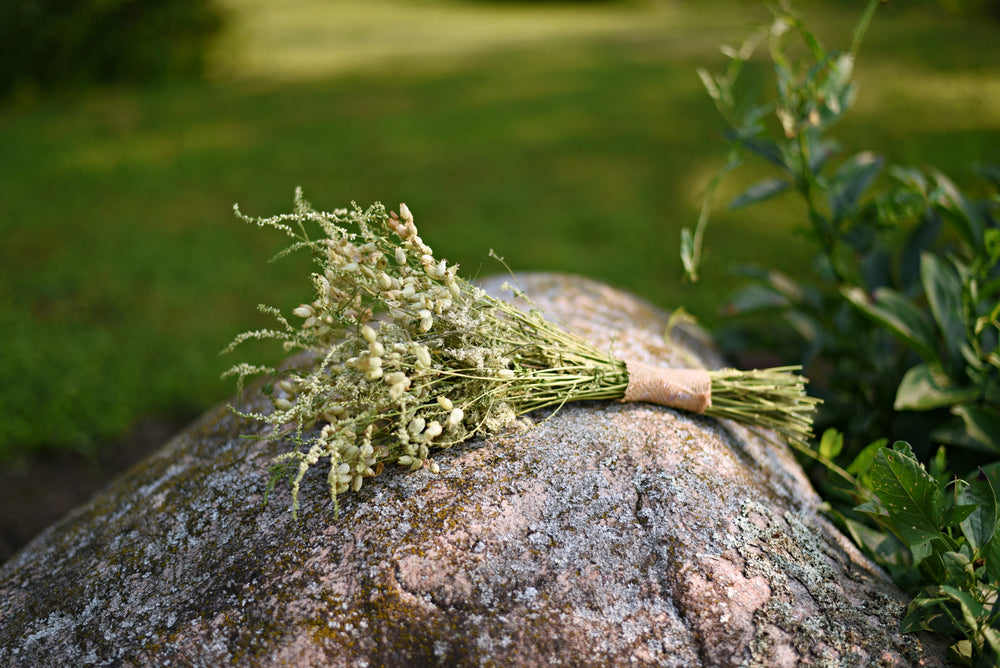 Delicate White Wildflower Dried Wedding Bouquet