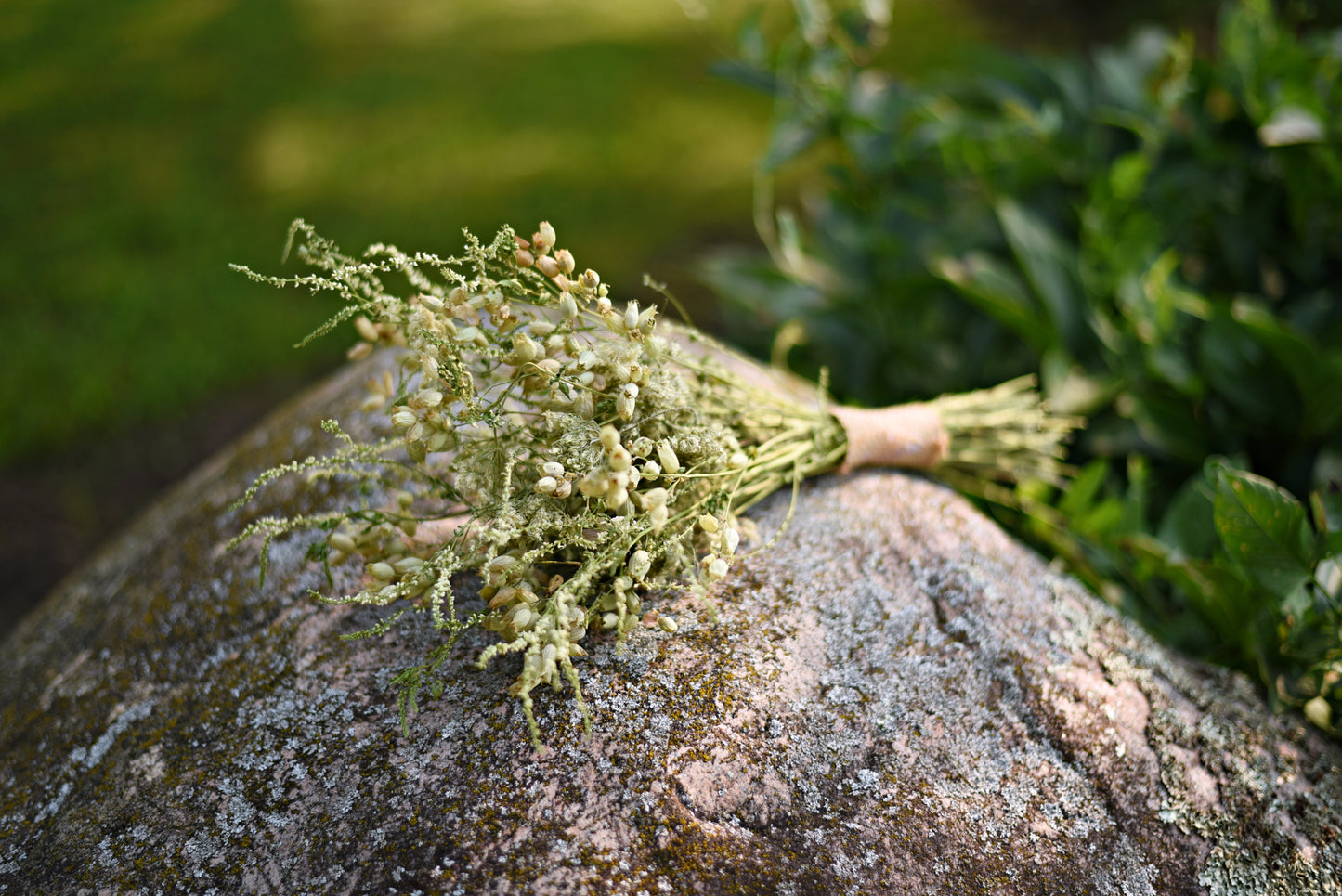 Delicate White Wildflower Dried Wedding Bouquet