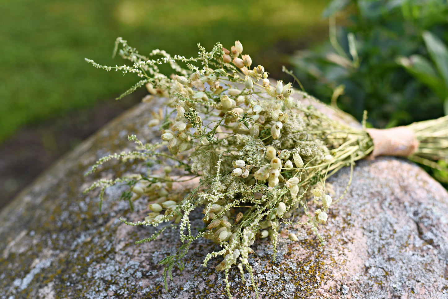 Delicate White Wildflower Dried Wedding Bouquet
