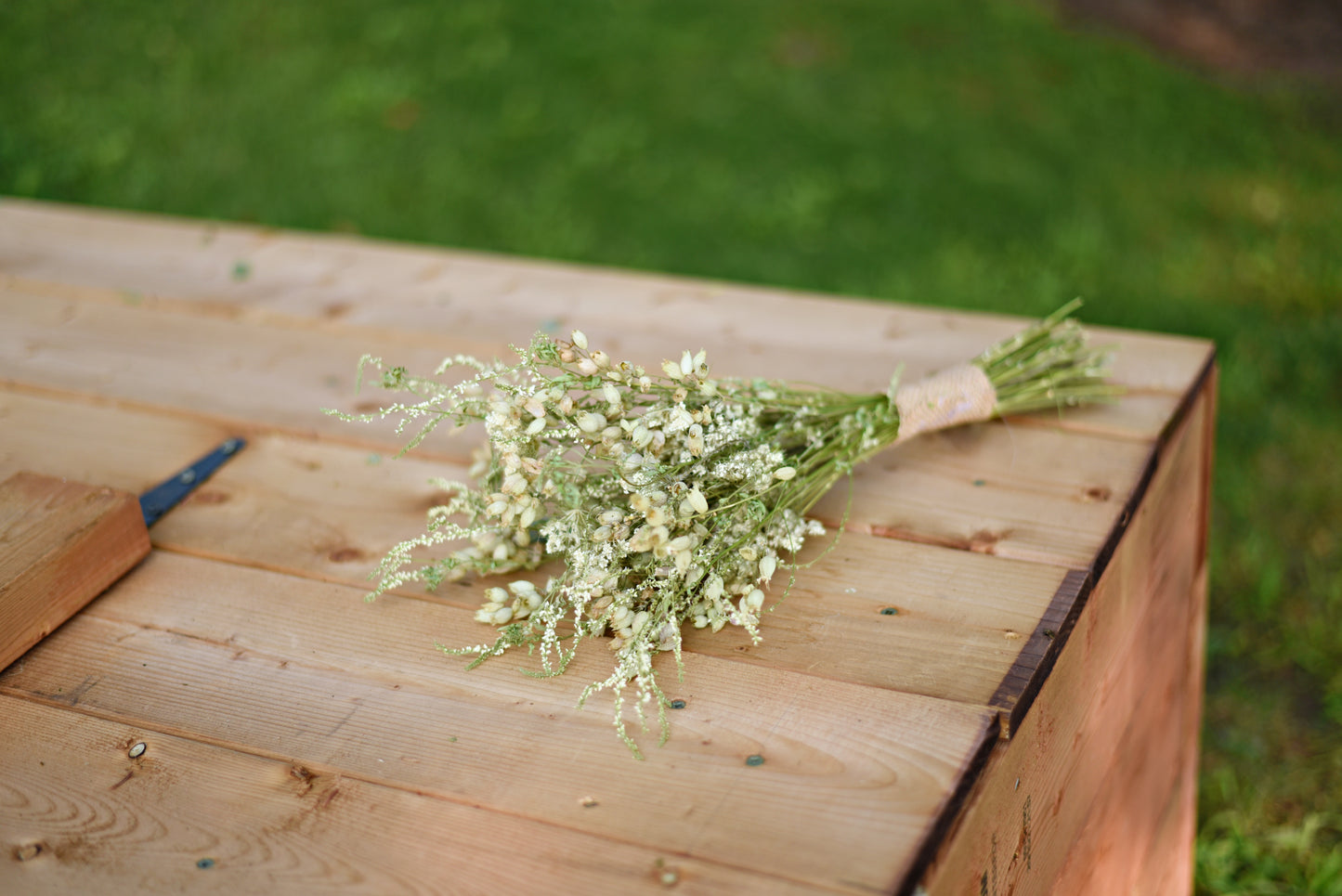 Delicate White Wildflower Dried Wedding Bouquet