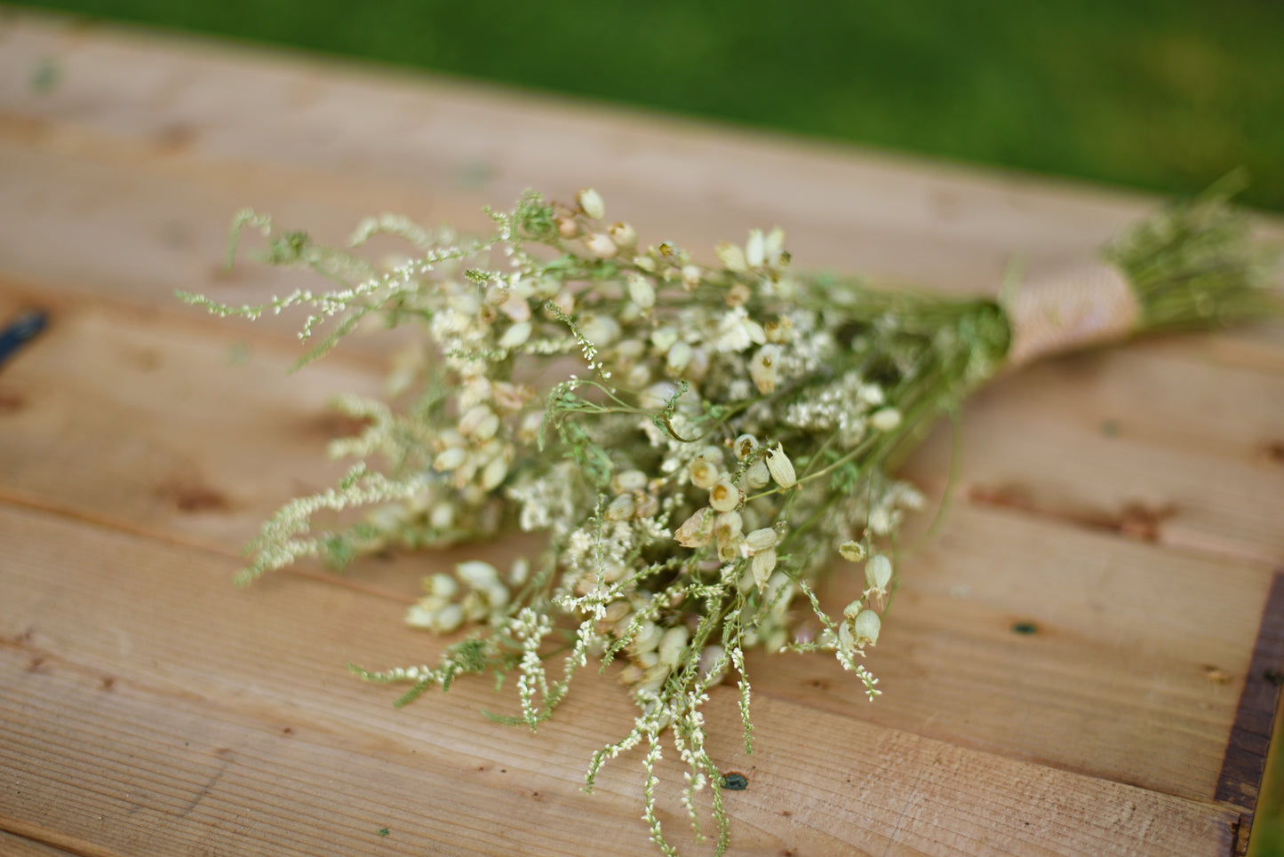 Delicate White Wildflower Dried Wedding Bouquet
