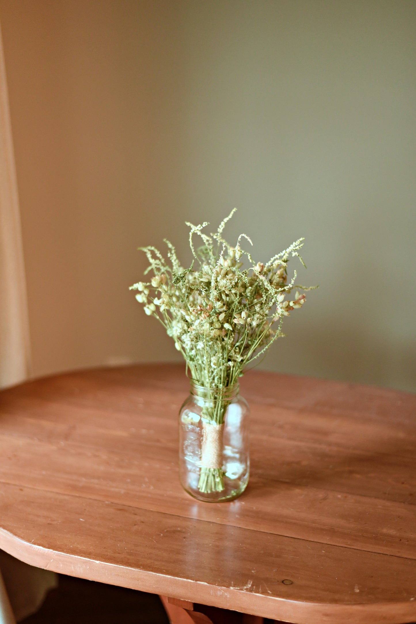 Delicate White Wildflower Dried Wedding Centerpiece (Flowers Only)