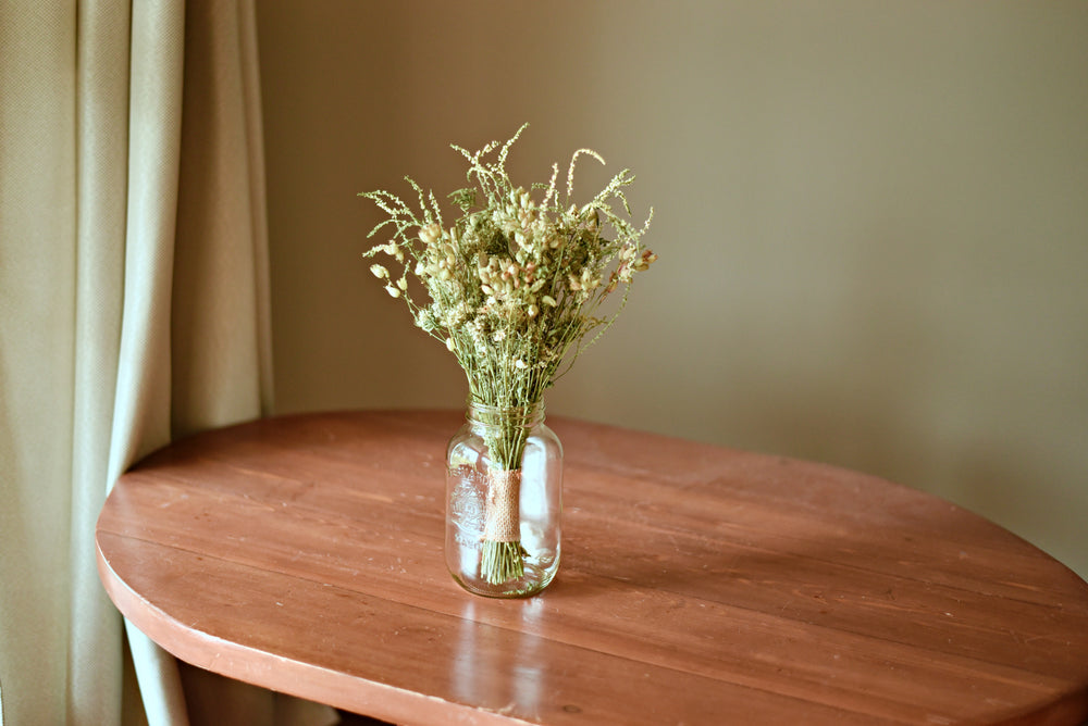 Delicate White Wildflower Dried Wedding Centerpiece (Flowers Only)