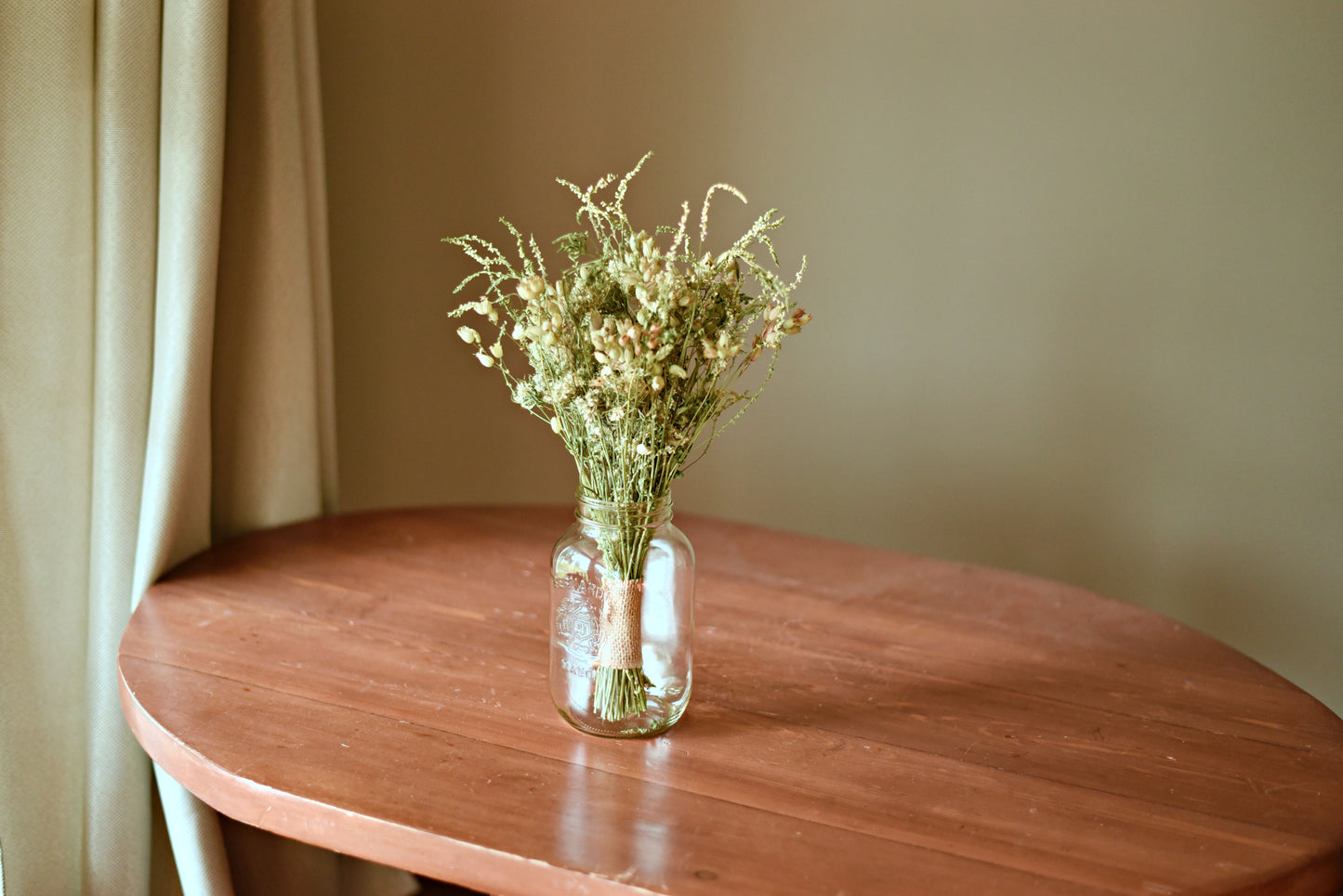 Delicate White Wildflower Dried Wedding Centerpiece (Flowers Only)