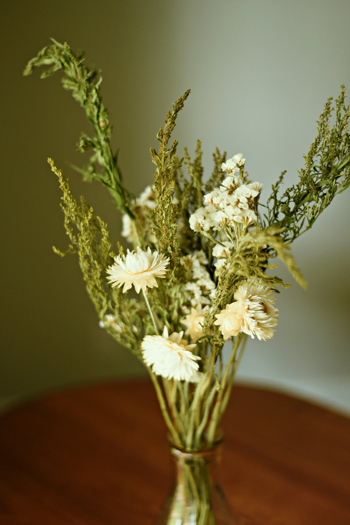 White Dried Flower Wedding Centerpiece (Flowers Only)