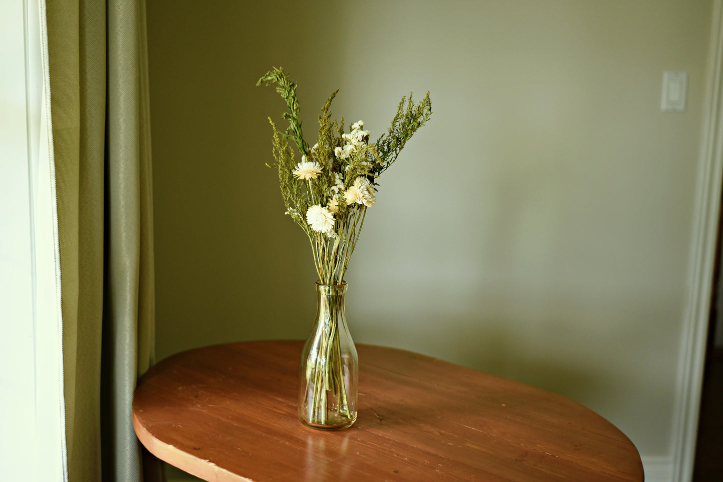 White Dried Flower Wedding Centerpiece (Flowers Only)