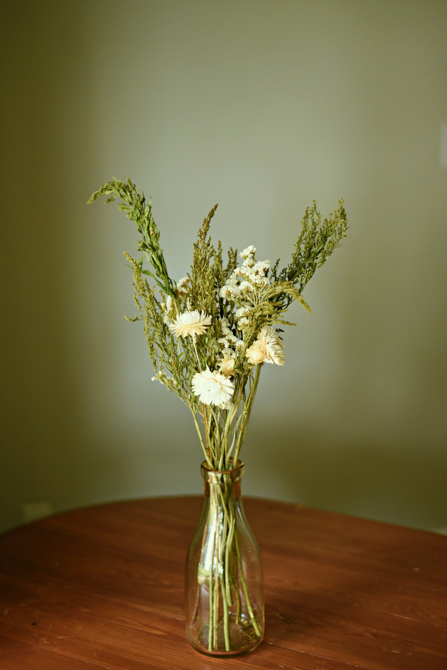 White Dried Flower Wedding Centerpiece (Flowers Only)
