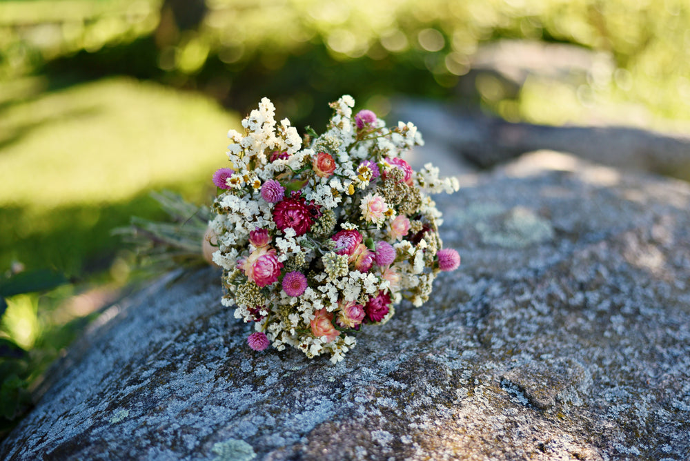 White & Blush Pink Dried Wedding Bouquet