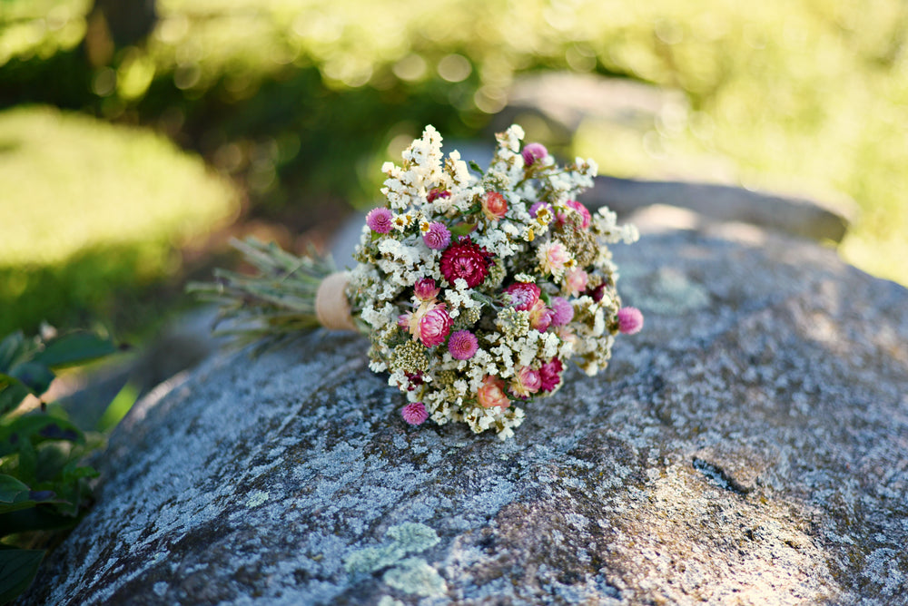 White & Blush Pink Dried Wedding Bouquet