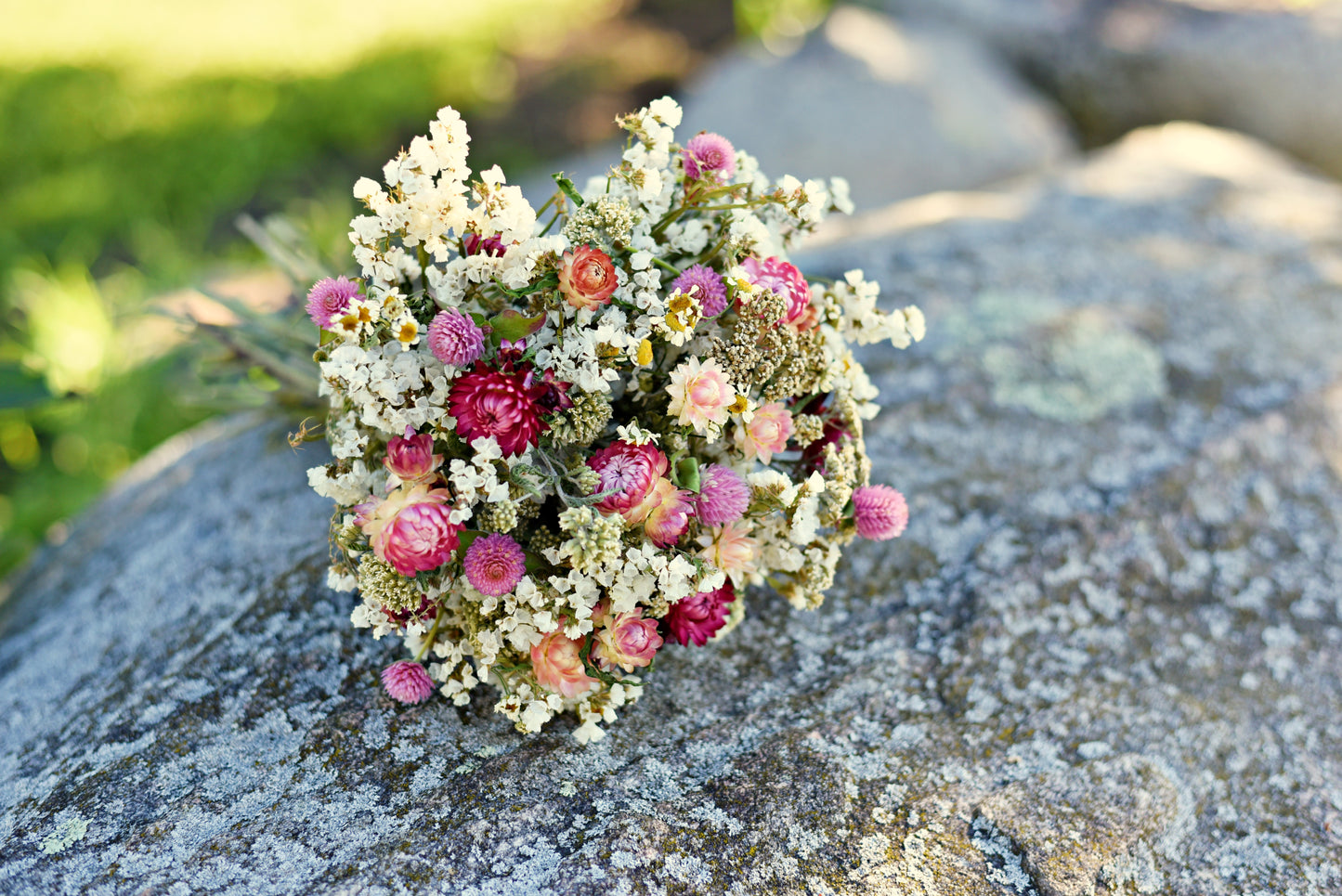 White & Blush Pink Dried Wedding Bouquet