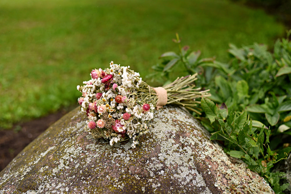 White & Blush Pink Dried Wedding Bouquet