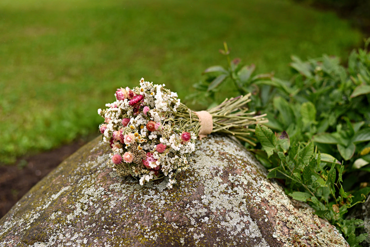 White & Blush Pink Dried Wedding Bouquet