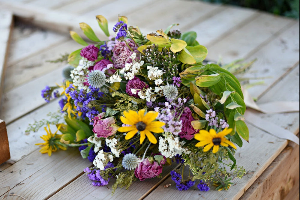 Hybrid Dried and Fresh Flower Wedding Bouquet (Customizable)