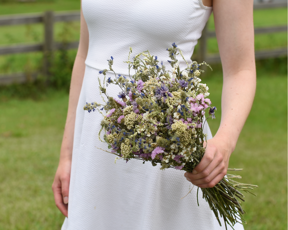 Lavender & White Wildflower Dried Wedding Bouquet