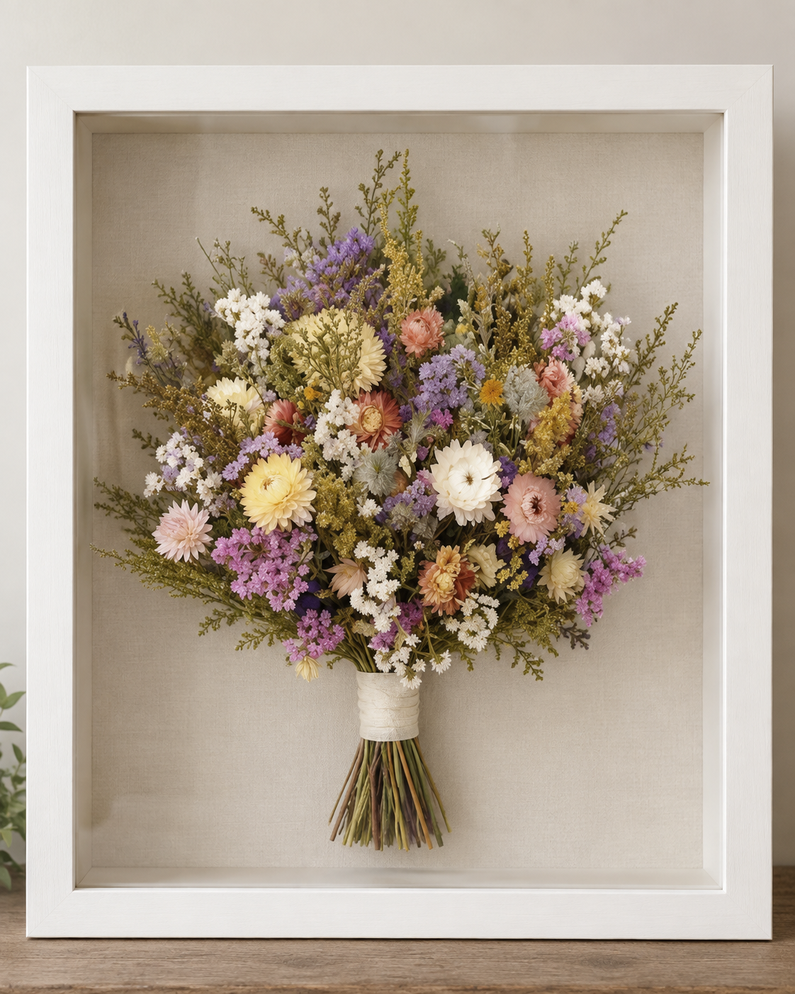 Bridal Bouquet Preservation – 16" x 20" Shadow Box